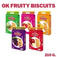ราคา OK Fruity Biscuits ขนมปังกรอบหน้าผลไม้ มีหลายรสชาติให้เลือกตามชอบ มี 5 รสชาติ องุ่น แอปเปิ้ล ส้ม สตอ เมล่อน ขนาด 210กรัม (25024443753)
