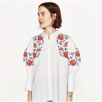 ราคา ZARA BASIC DENIM x Cotton shirt ขาว งานปักดอกไม้เเน่นๆ แขนบาน • อก 36 ยาว 27 ป้าย XS • ❌ตำหนิอ่านก่อนคะTag : ครบ (17164646680)