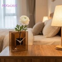 ราคา MXWANXIIG นาฬิกาใส่ดอกไม้,นาฬิกาแก้วคริสตัลที่มีเอกลักษณ์เฉพาะตัว,นาฬิกาตั้งโต๊ะทรงสี่เหลี่ยมสไตล์นอร์ดิกที่เรียบง่ายทันสมัยสร้างสรรค์ห้องนั่งเ (52261881877)