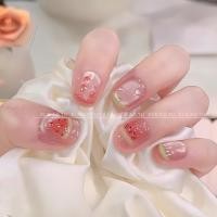 ราคา เล็บปลอมสำเร็จรูป เล็บเจลสำเร็จรูป [ลูกแมวแตงโม] Childlike Summer Handmade Wear Nails Dopamine Clear Cat Eye Nails Short Cute Whitening (43932272903)