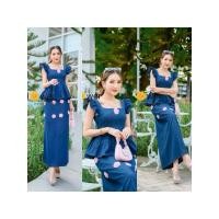 ราคา ชุดยีนส์ ชุดเซตกระโปรง เสื้อแขนกุด+กระโปรง ปักดอก 3d งานป้าย sun flower (27720218841)