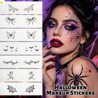 ราคา POLOSPORT Spider Web Blush สติกเกอร์, กันน้ํา Body Art ฮาโลวีนแต่งหน้าสติกเกอร์ค้างคาวทิ้งสีดํายาวนาน Freckle Tatto สติกเกอร์ Ghost Festival (49365089172)