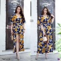 ราคา ชุดสาวอวบ จั๊มสูทลายดอก สีกรม แม่ค้าใส่ครั้งเดียวจ้า (4813475615)