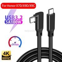 ราคา 2m/3m/5m100W 5A USB C ถึง Type C สายเคเบิลข้อมูลข้อศอก VR Link USB 3.2 Gen2 20Gbps 4K @ 60Hz สําหรับ HONOR X7D X9D X9C PD ประเภท c สายชาร์จเร็ว (47657597476)