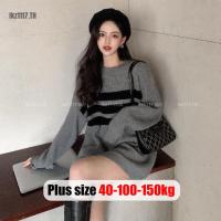 ราคา Plus Size✅เสื้อไหมพรมผู้หญิง สาวอวบ ไซส์ ใหญ่ สเวตเตอร์ ยาว คอกลม แขนยาว ทรงหลวม ฤดูใบไม้ร่วงและฤดูหนาว เกาหลี Oversize พลัสไซส์ สาว อวบอ้วน ใส่ได้ (41076463493)