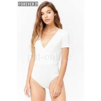 ราคา ✅ Bodysuit Forever 21 แท้ % Ribbed Surplice Bodysuit (1257262699)