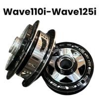 ราคา ดุมเจาะกลึงสีดำหน้า/หลัง Wave110i-Wave125i ปลาวาฬ รุ่นมีสายไมล์ กระปุกไล์ มอเตอร์ไซค์ motorcye (29681285924)