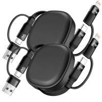 ราคา 5 in 1 Multi สายชาร์จ, 2Pack Retractable Lightning Charger CABLE 65W USB C ถึง USB C ชาร์จเร็ว,หลายสาย USBC Multi Car Charger สําหรับ iPhone 17/16/15/14 Pro Max,iPad,Sam (51414178910)