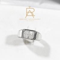 ราคา แหวนเงินแท้ แหวนชาย ฝังเพชร Moissanite Radiant cut 2 กะรัต ชุบทองคำขาว (26650141163)