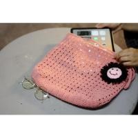 ราคา กระเป๋าถักไหมพรม สีชมพู (18877331423)