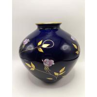 ราคา Koransha Cobalt Blue Pink Rose Gold Leave Vase (56461702859)
