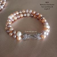 ราคา [BM58] สร้อยข้อมือไข่มุกแท้ Multicolour สองสาย 8-9mm, AA (9206250864)