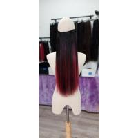 ราคา แฮร์พีชผมแท้100%สีดำผสมไฮไลท์สีแดงเชอรี่ความยาว60เซนกว้าง23เซน (29656524692)