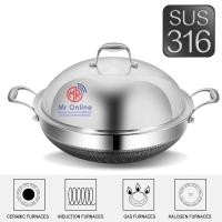 ราคา Sampinlais Honeycomb SUS316 Steel Double Side Non-Stick Wok with Two Handle/ Kuali Dua Pemegang (26911604157)