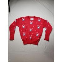 ราคา เสื้อไหมพรมแฟชั่นแนวเกาหลี สีแดง ลายหัวกวางขาวฟ้า จุดขาว คอกลม แขนยาว (14204991602)