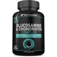 ราคา Glucosamine and Chondroitin Plus 5 s 120 Complex Capsules 1000mg (พิสูจน์แล้ว 530mg Base) Chondroitin 200mg เพิ่มขมิ้น Ginger Pepper C B6 B1 D3 & B12 (28595339646)