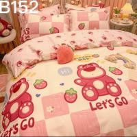 ราคา ชุดเครื่องนอนลายการ์ตูนหมีสีชมพูหวานๆ ขนาด 3.5,5,6 ฟุต ผ้าปูที่นอน+ผ้านวม (24873386800)