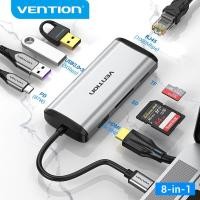 ราคา Vention Type C HUB USB 3.0 พอร์ต Hub HDMI 4K 30Hz RJ45 USB C Multiport Port Thunderbolt 3 Docking Station SD TF Card Reader 6 in 1 อะแดปเตอร์สําหรับ Nintendo 8 in 1 Docking Type C (4915593602)