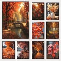 ราคา โมเดิร์นฤดูใบไม้ร่วงธรรมชาติภูมิทัศน์สีแดงเบอร์รี่ใบพฤกษศาสตร์โปสเตอร์ไม่มีกรอบผ้าใบผนังศิลปะภาพวาดห้องนั่งเล่นตกแต่งผนัง (45765283243)