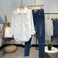 ราคา 2026 ฤดูใบไม้ผลิใหม่สไตล์เกาหลีรุ่น Casual ผ้าฝ้ายแท้เสื้อเชิ้ตสีขาวผู้หญิง Oxford Spinning All-Match Slimmer ดูการออกแบบเสื้ออินเทรนด์ (57711493602)