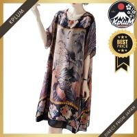 ราคา Stylish Women's A-Line Midi Dress with Botanical Print – Elegant Chiffon Fabric, 5-Point Sleeves, and Silk Touch. This Comfortable Fashion Dress Features a Lining, Perfect for All Body Types. Ideal fo