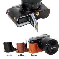 ราคา PU Leather Camera Bag Half Case Cover For Panasonic Lumix DMC-GX80 DMC-GX85 GX80 GX85 Camera Half Body Set (1716655354)