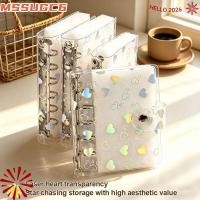 ราคา MSSUGC6 Binder Cover, A5/A6/A7/M5 PVC Loose-Leaf Notebook Shell, Creative Laser Heart Patterns Snap Design Refillable Planner Cover นักเรียน (57964644899)