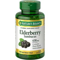 ราคา Nature's Bounty Sambucus Elderberry Herbal Supplement, Rapid Release Softgels, 630 mg per Serving, 120 Count (46812610193)