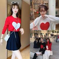 ราคา Cuties❤️9019 เสื้อไหมพรมแฟชั่น พิมพ์ลายหัวใจ ผ้าถัก ผ้าไหมพรมนิ่ม ยืดตามตัว สดใสเกาหลีสไตล์ ผ้าใส่สบาย (44061973010)