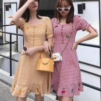 ราคา New เดรสลายสก็อตสีแดงปักเชอรี่ น่ารักมากๆค่ะ (2723131865)