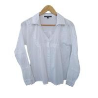 ราคา pa613 เสื้อมือสอง อก 34-36 นิ้ว คอปก ผ้าฝ้ายสีขาวแต่งลายฉลุ แขนยาว (41582624535)