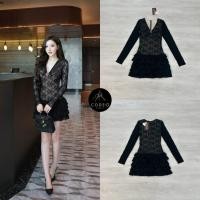 ราคา มินิเดรสแขนยาวสีดำ เดรสสีดำทรงเข้ารูปคอวี CODE-D (26789564846)
