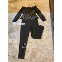 ราคา ชุดสีดำ จั้มสูทขายาวสีดำ จั้มสูทปาดไหล่ลูกไม้ งานป้ายEleanor-S (18068106376)