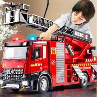 ราคา C C 1:18 Water Tanker Alloy Ladder Fire Truck Model Toys Car Diecast Metal Engineering Vehicle Door (40468519099)