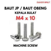 ราคา JP M4X10 เครื่องสกรู Bolt M4 X 10 Pan Head 4X10 ไขควง Bolt + หัวกลมสแตนเลส SS304 (47564958954)