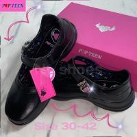 ราคา [ลูกค้าใหม่ราคา 1 บาท](ใส่โค้สNPSH3435)รองเท้านักเรียนผู้หญิงPOPTEENรองเท้าหนังดำ SCS นักเรียน (18578582019)