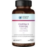 ราคา Vitamin World Triple Strength Omega 3 Fish Oil อาหารเสริม 1360 mg, 950 mg Active Omega-3 Fatty Acids with EPA & DHA, รองรับหัวใจ, Brain & Joint Health, ปราศจากกลูเตน, 60 ซอฟท์เจล, (50663687392)