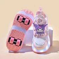 ราคา รองเท้าโรลเลอร์สาวคุโรมิพร้อมไฟสีกระพริบ-รองเท้ากีฬาเจ้าหญิงล้อคู่ที่ถอดออกได้ขนาด28-37 ม95ชม. (53463190320)
