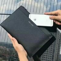 ราคา 2016 สไตล์ล่าสุด PRADA PRADA Ultra-Thin Clutch Original Cross Pattern Full Leather Clutch Black Mens Clutch 2ของ006 ลิมิเต็ดอิดิชั่นจัดส่งฟรีหนังดั้งเดิมของอิตาลี, ฮาร์ดแวร์โรงงานเดิม, ซิปโรงงานเดิม, 
