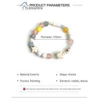 ราคา LA Student Cartoon Hand Jewelry Cute Ceramic Beaded Bracelet Women Summer Cream Colored Elastic Rope (44605885167)