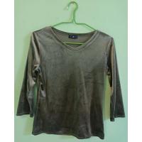 ราคา เสื้อกำมะหยี่สีเทา แขนสามส่วน อก 34" ผ้ายืดนิดหน่อย เหมาะกับคนไซส์S (25563164092)