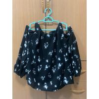 ราคา เสื้อแขนยาวเว้าไหล่ สีดำลายดอก สาวอวบ มือสอง (42313582591)