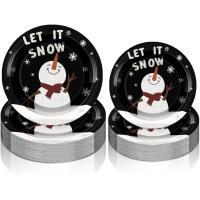 ราคา Uiifan 50 ชิ้นฤดูหนาว Snowman แผ่นกระดาษเกล็ดหิมะรอบแผ่นทิ้ง Let It แผ่นหิมะสีขาวสีดําคริสต์มาสตกแต่งบนโต๊ะอาหารสําหรับฤดูหนาว Xmas Holiday Dinner วันเกิด Pa (41631360194)
