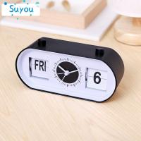 ราคา SUYOUPH เสียงรบกวนต่ํา Manual Flip Desk นาฬิกาปลุก, 7.48x2.36x3.35in สีขาวโต๊ะวันที่สัปดาห์นาฬิกาปลุก,นาฬิกาปลุก PVC ห้องนอนตกแต่ง Flip Calendar นาฬิกาปลุก (50364278539)