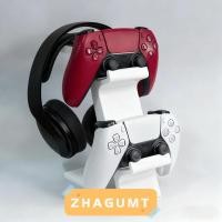 ราคา ZHAGUMT366KB PS5 Controller Stand, โครงสร้าง 2 ชั้น Stable Base Gaming Organizer, 3-in-1 Design Multi-functional Controller Holder สําหรับใช้ในโต๊ะ (50414868303)