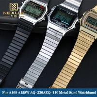 ราคา สําหรับ Casio Vintage WatchStrap a168w AEQ-110 A168 A158W 159 A169 B650 AQ230 700 โลหะสแตนเลสสายนาฬิกาสร้อยข้อมือ 13 มม.18 มม. (57461074564)
