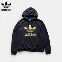 ราคา เสื้อฮู้ดมือสอง adidas original อก 46 ยาว 27 (size M) สีดำ โลโก้สีทอง ผ้าสเวตเตอร์ ป้ายครบ สภาพดี (54203131113)