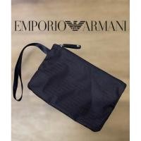 ราคา EMPORIO ARMANI pouch ผ้าบางทอลายชื่อแบรนด์ สวย สภาพดี (29651542688)