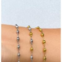 ราคา 308 สร้อยข้อมือสแตนเลสลายเม็ดกลม เงา กว้าง 3.5/4mm สีทอง/เงิน/2กษัตริย์ ไม่ลอกไม่ดำสแตนเลสแท้ งานเลใส่อาบน้ำด้ (21377233009)