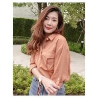 ราคา YNO Long sleeves crop shirt with double chest pockets เสื้อเชิ๊ตตัวสั้นมีกระเป๋าหน้าอกพร้อมเชือกรูดจั๊มเอว 23750 (11745866308)